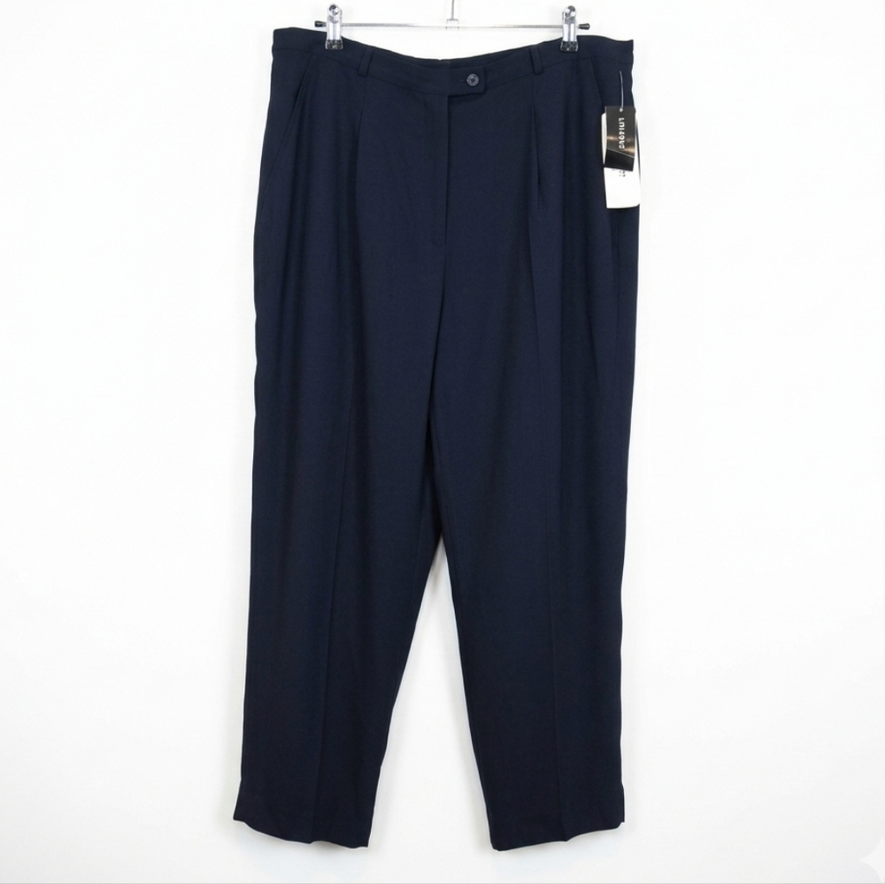 Vintage Old Stock Peter Nygard Pleated Trousers Womens Size 18 Black Pants NWT